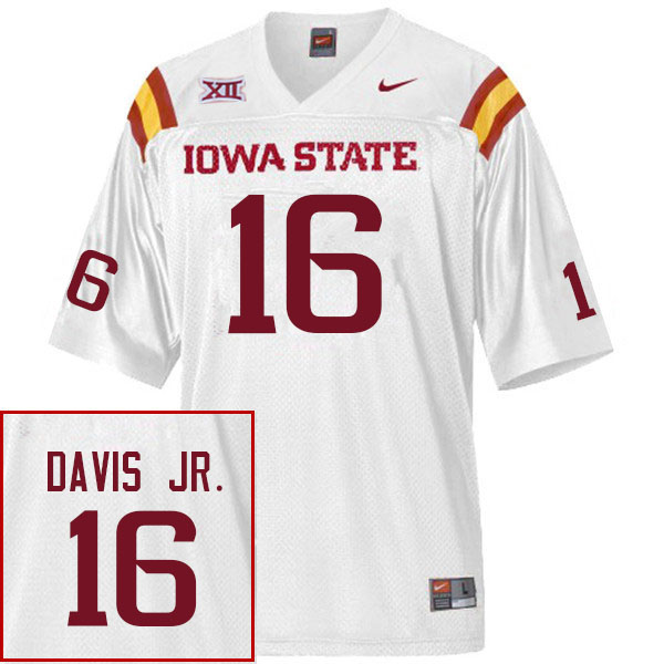 Men #16 Norris Davis Jr. Iowa State Cyclones College Football Jerseys Stitched Sale-White